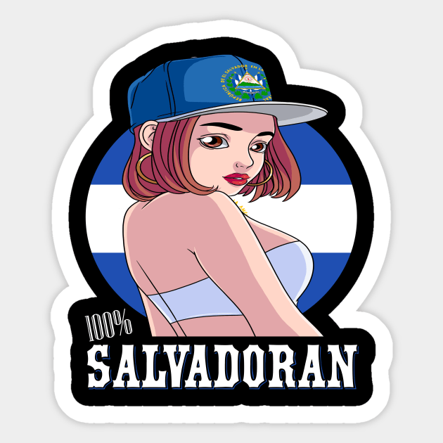 100% Salvadoran Latina Girl El Salvador Flag Pride Sticker by Noseking